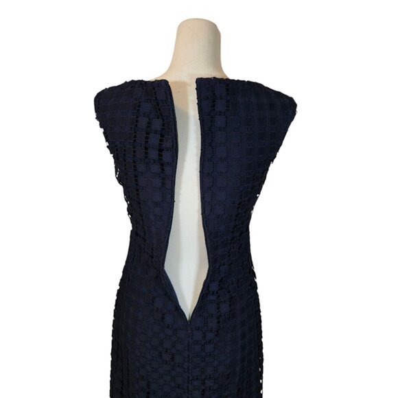 Lauren Ralph Lauren Lace Dress Women Size 4P Navy Career Event Classic Feminine - Picture 5 of 8